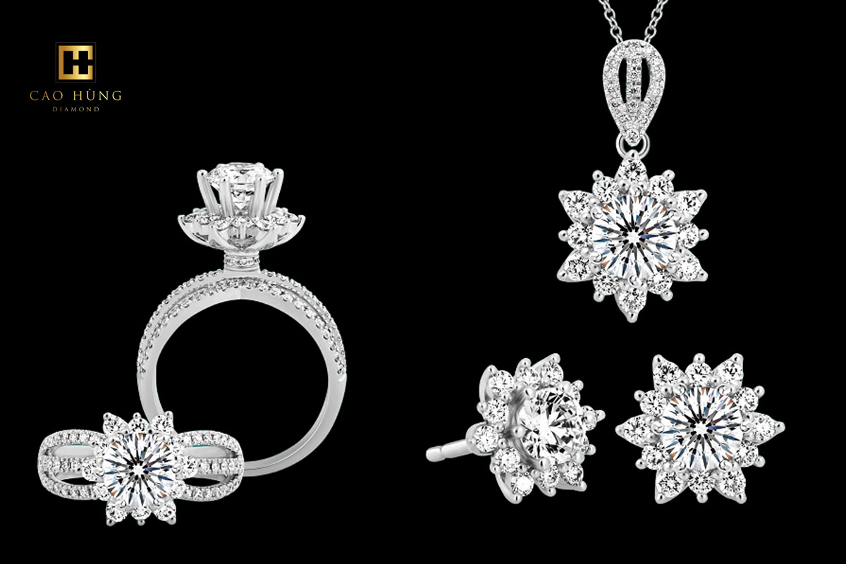 เครื่องประดับเพชร Lucky Star ทองคำขาว 14K ระดับพรีเมียม